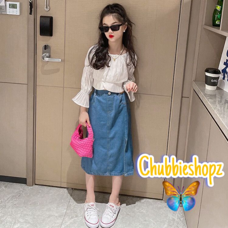 CHUBBI 11 Setelan Set Anak ABG Perempuan Blouse Jeans Korea Venomena