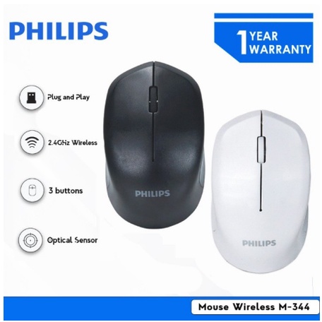 ITSTORE Mouse Philips M-344 Wireless 1600DPI Ergonomic Design - PHILIPS M344