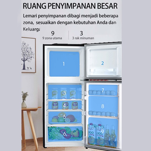 Changhong  Kulkas 2 Pintu  (Refrigerator) Lemari Es  Kapasitas 122 Liter FTM155DB Black (Semi Auto Defrost) (Kulkas Minimalis Design Korean Look) (Kulkas Fleksibel) (Kombinasi Pendingian Dan Pembekuan) ( Kulkas Temperred Glass)