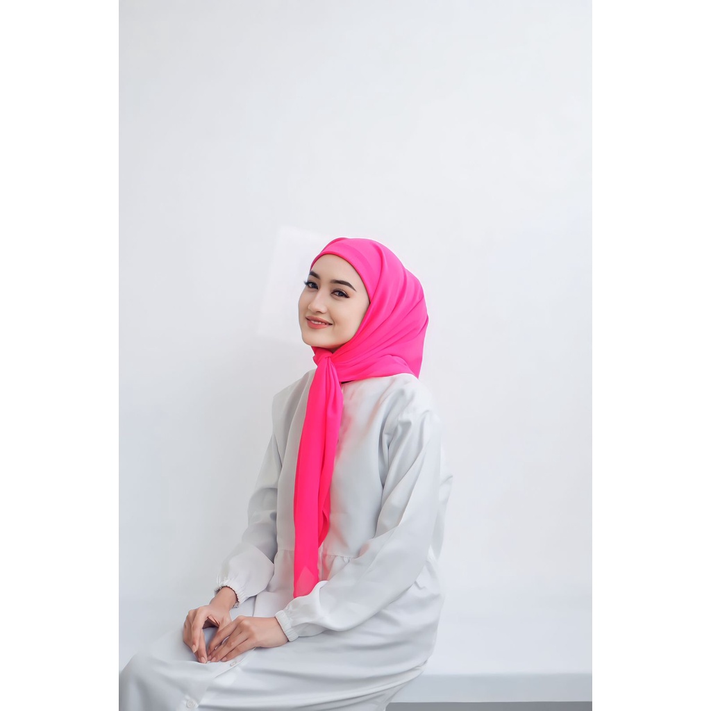 HIJAB JILBAB KERUDUNG SQUARE SEGI EMPAT INSTAN TURKI 2 LAYER-FUSHIA