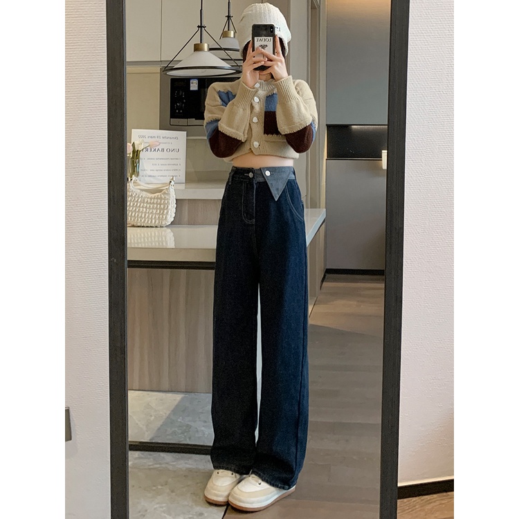 celana jeans highwaist wanita korea style import straight celana kulot baggy vintage celana kulot kancing