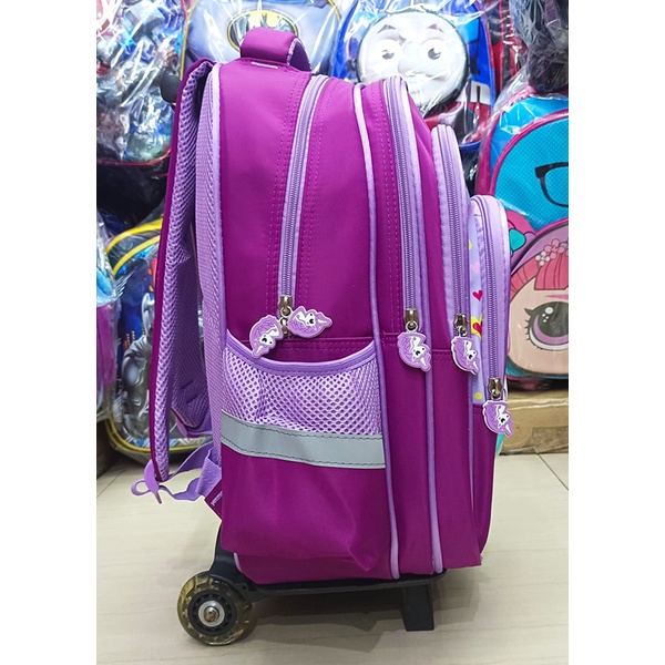 PROMO TROLLEY DORONG TAS ANAK SEKOLAH SD Perempuan Gagang Almunium / Stainless Gambar Kuda Pony SUN Kantung Besar dan Luas Import ( Sun Snow Love SD 16&quot;  )