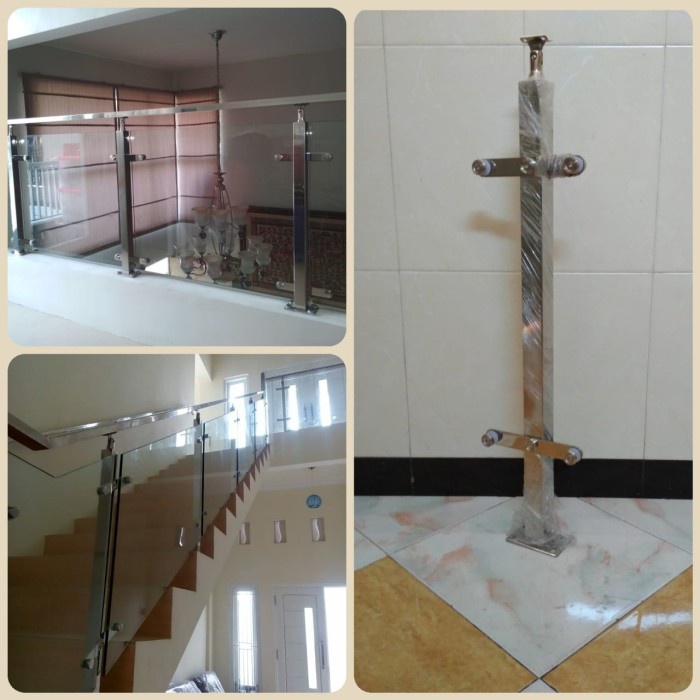 #@#@#@#@] Railing tangga kaca tempered minimalis / Balkon tangga kaca stainless