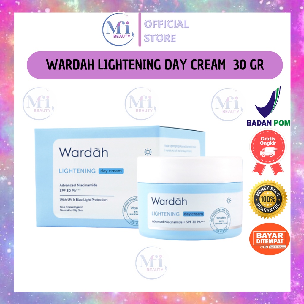 MFI - WARDAH LIGHTENING DAY CREAM ADVANCED NIACINAMIDE | NETTO 30 GR &amp; 15 GR