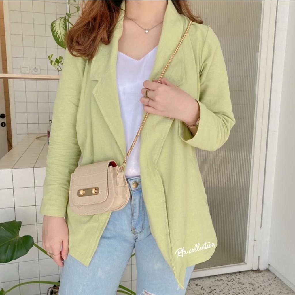 1KG MUAT 5PCS | UNI BLAZER WANITA LINEN RAMI OOTD SELEBGRAM FASHION WANITA