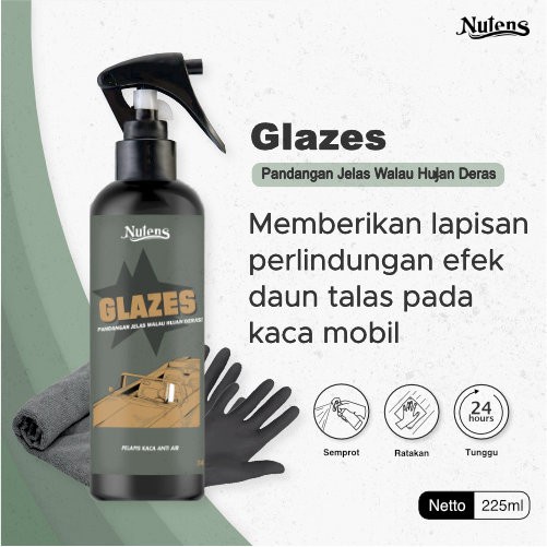 NUTENS GLAZES - PELAPIS KACA ANTI AIR EFEK DAUN TALAS WATER REPELLENT