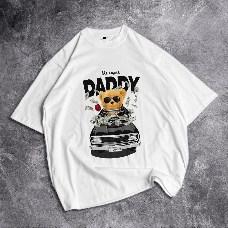 Kaos teddy bear / Kaos oversize wanita Kaos oversize Putih