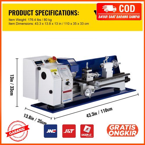 Mesin Bubut Mini Lathe Bench Brushless 1.25KW Direct Drive Motor - MX-S650