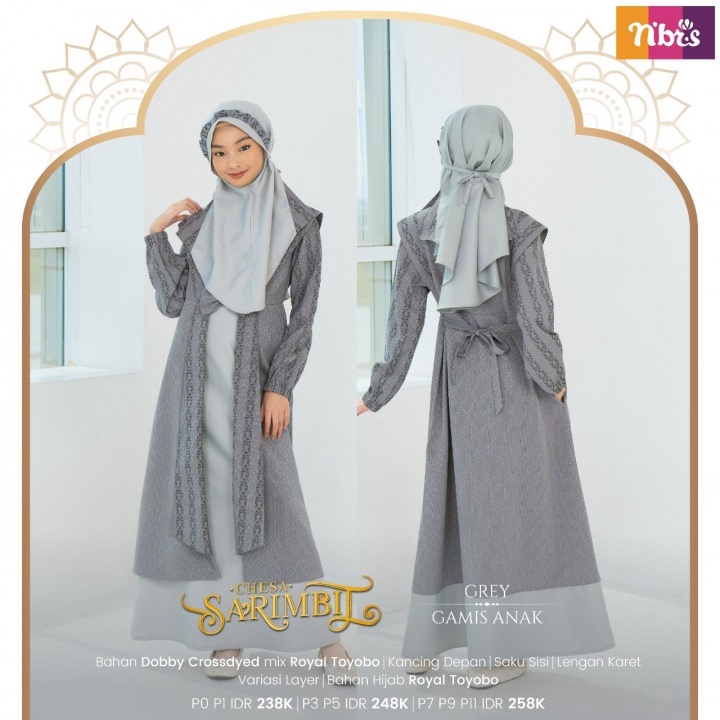 Sarimbit Nibras Chesa Grey / Fashion Muslim Sarimbit Gamis Koko Terbaru 2023 / Baju / Nibras Sarimbit