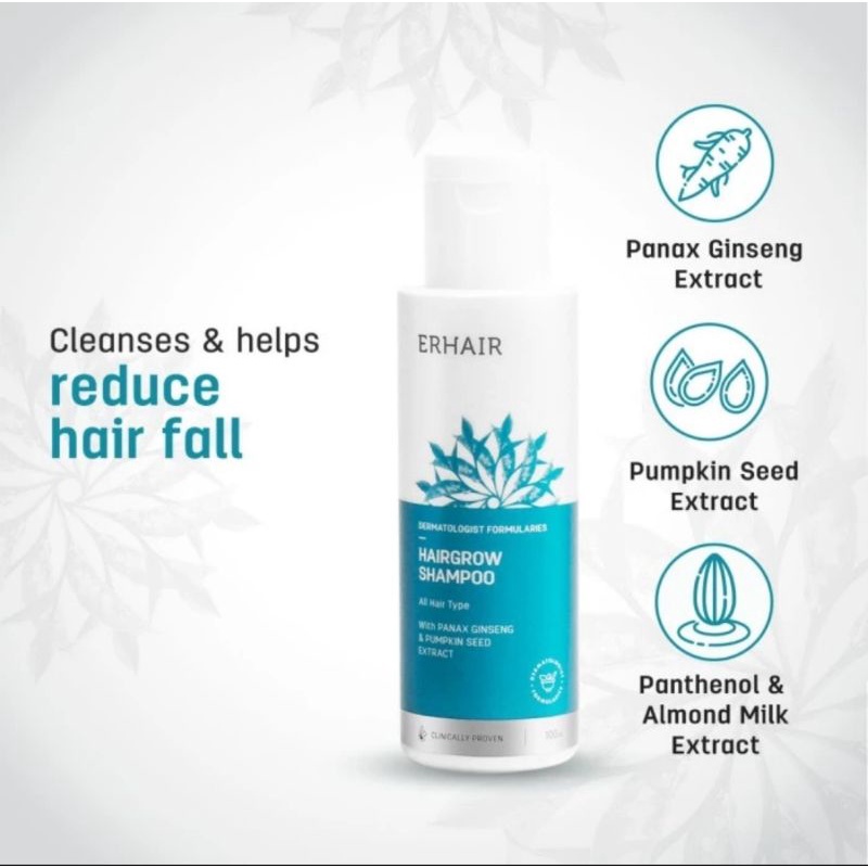 ERHAIR Hairgrow Shampoo-100ml Shampo Anti Rambut Rontok-Rambut Lebat