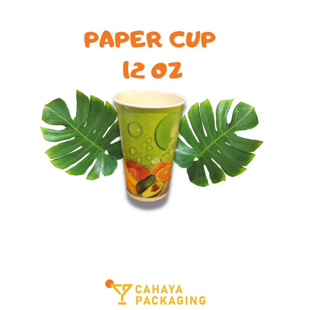 PAPER CUP 12 oz / COLD CUP /GELAS ES / GELAS KERTAS MOTIF BUAH