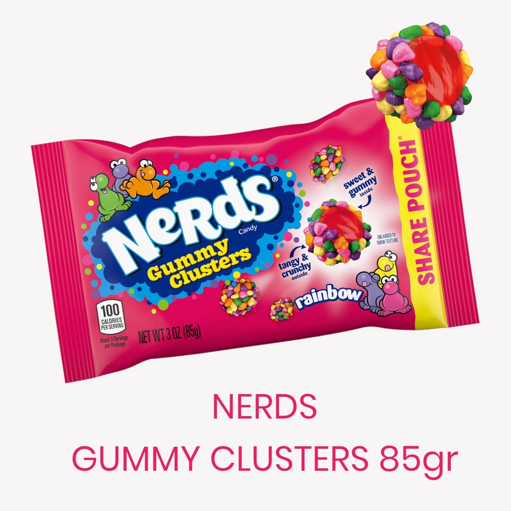 NERDS RAINBOW GUMMY CLUSTERS CANDY 3 OZ ( 85 GR ) NON-HALAL | USA