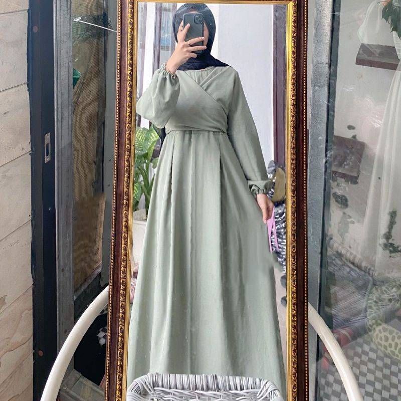 BAJU DRESS CRINCLE AIRFLOW ALETHA DRESS TERBARU REMAJA DRESS GAMIS PUTIH POLOS GAMIS VIRAL BAJU GAMIS WANITA