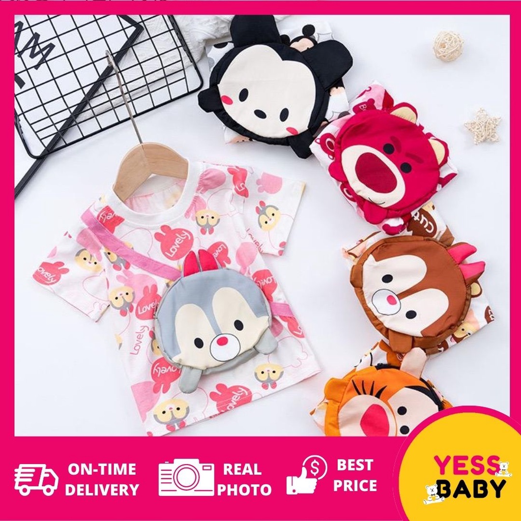 YESSBABY 1-9tahun TSUM LOTSO Gaun anak perempuan baru/versi Korea kartun rok denim dua potong palsu/rok kasual bayi perempuan/Dress baju anak cewek/baju anak perempuan 1tahun 2tahun 3tahun kado ulang tahun anak perempuan