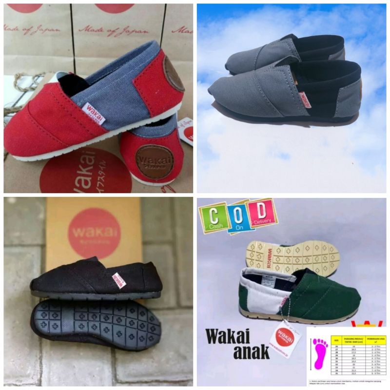 sepatu slip on wakai anak anak