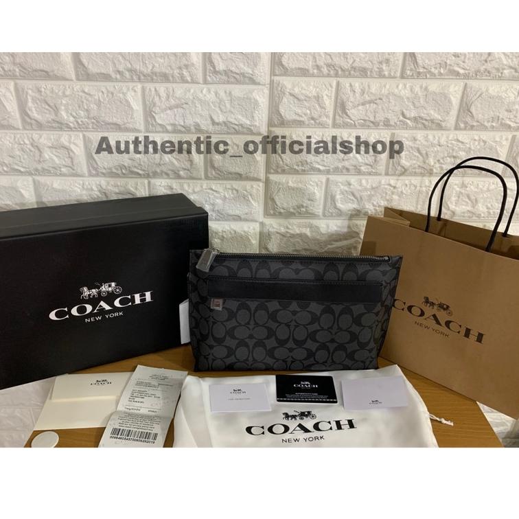 HARGA TERMURAAH [BEST SELLER] Tas Clutch Coach Pria Signature Black Original 100% Authentic
