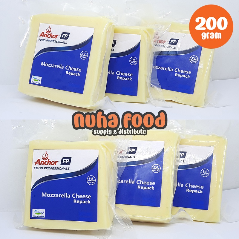 

Keju Mozarella Anchor Vacuum Repack 200gr/250gr/1kg Mozzarella Cheese Anchor 200 gram / 250 gram / 1 kg (Free Packing Dus & Bubble Wrap)