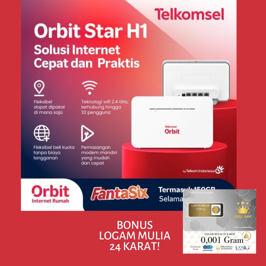 Modem  Telkomsel Orbit Star H1 WiFi 4G High Speed Bonus Data