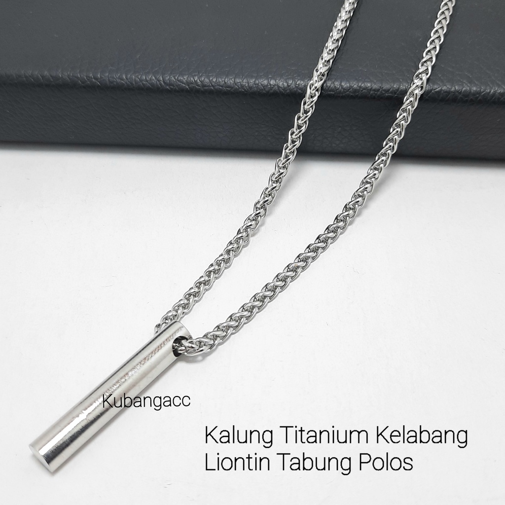 Titanium Silver Kelabang Bandulan Tabung Polos Kalung Liontin Kalung Pria Wanita Kalung Anti Karat