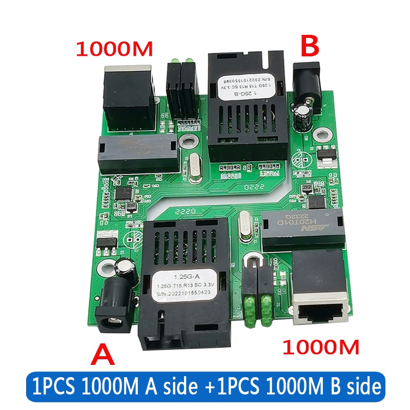 PCB Board HTB-3100 A B GS GS03 Optic Optical Media Converter 100Mbps 1000M Adaptor Ethernet Fiber Media Switch Rj45 SC FO