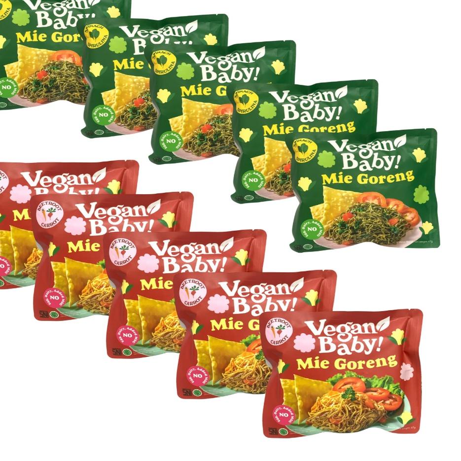 

☉ Vegan Baby mie goreng instant bayam spirulina Wortel Beet 10Pcs ✷