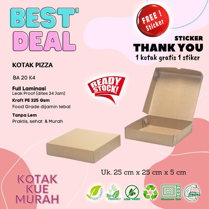 

Kotak Pizza Uk. 25 X 25 X 5 Cm Laminasi Anti Bocor Kotak Kraft