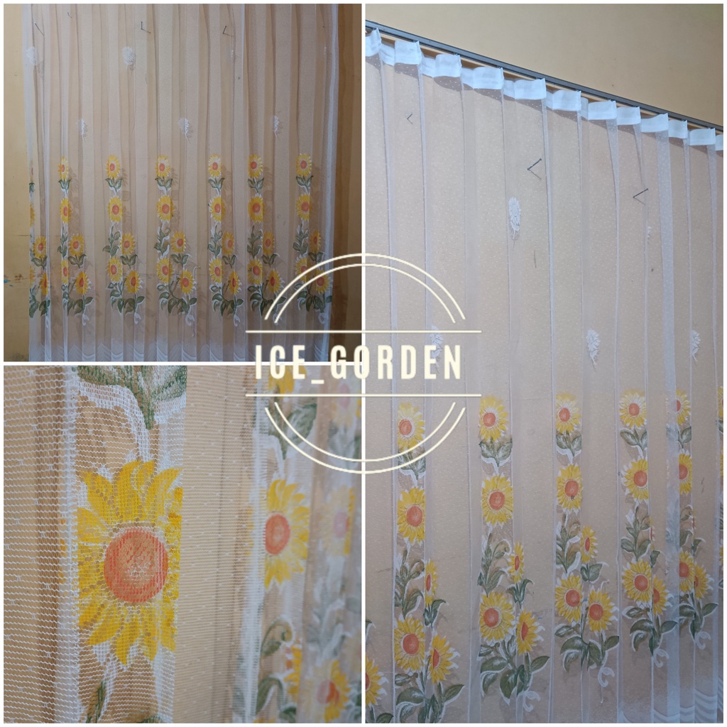 Gorden vitrase motif bunga matahari gorden daleman transparan