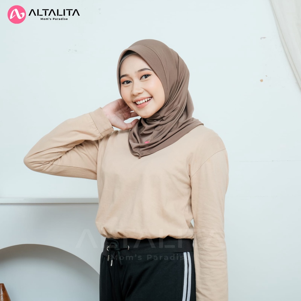 Altalita - Hijab Sport Nadira pet Kerudung Bergo Instan Ukuran S pet Tebal Bahan Jersey Polos Premium Cocok Untuk Olahraga Volly Futsal Senam dan Sehari-Hari