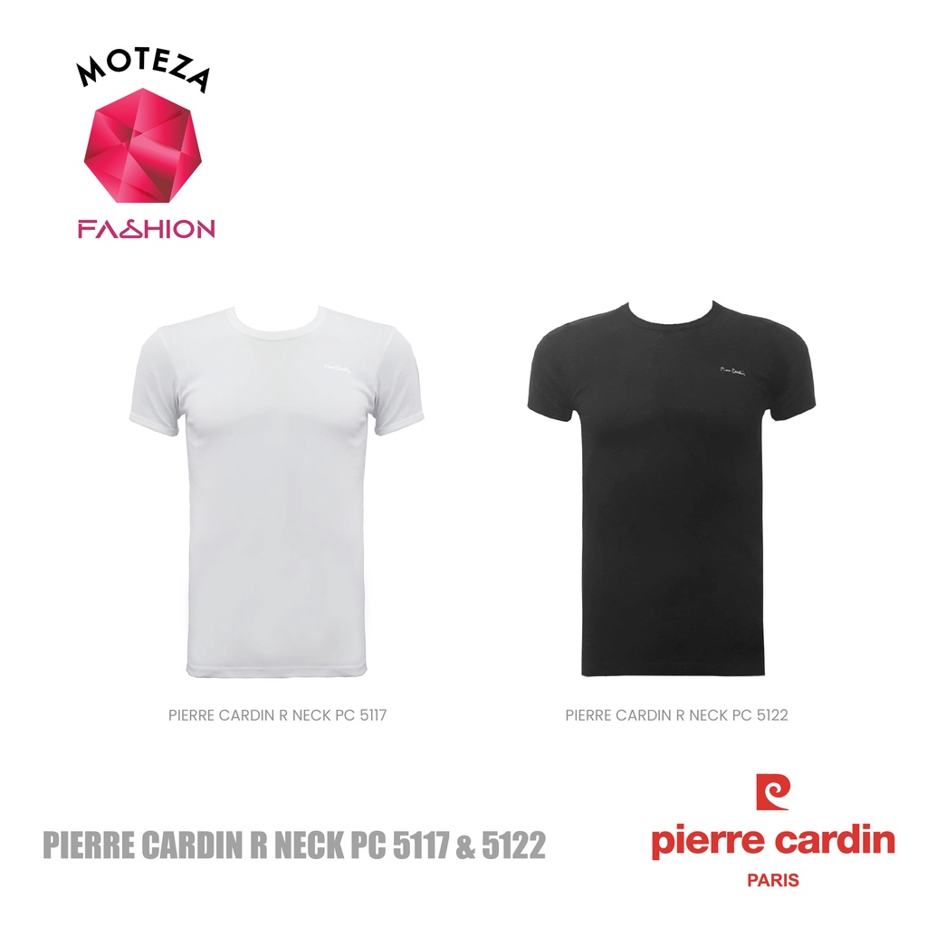 Moteza Kaos Dalam Pria Round Neck - Pierre Cardin PC5117 PC5122 - Putih Hitam