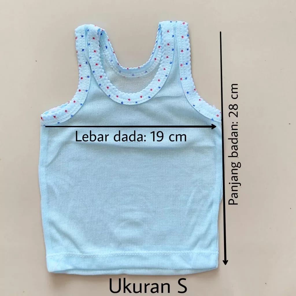 1 LUSIN (12 pcs) Kaos dalam bayi WARNA ukuran S / M / L / XL