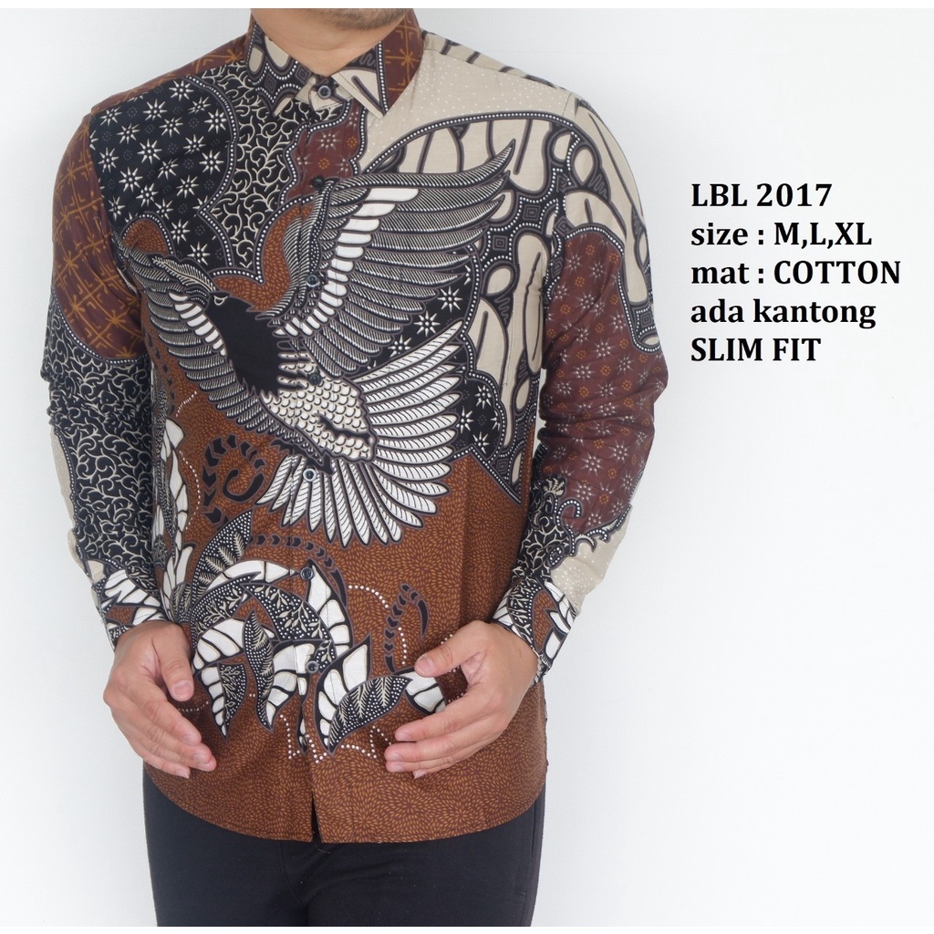 Baju Batik Pria Slimfit Kemeja Lengan Panjang Hem Slim Fit LBL 2017