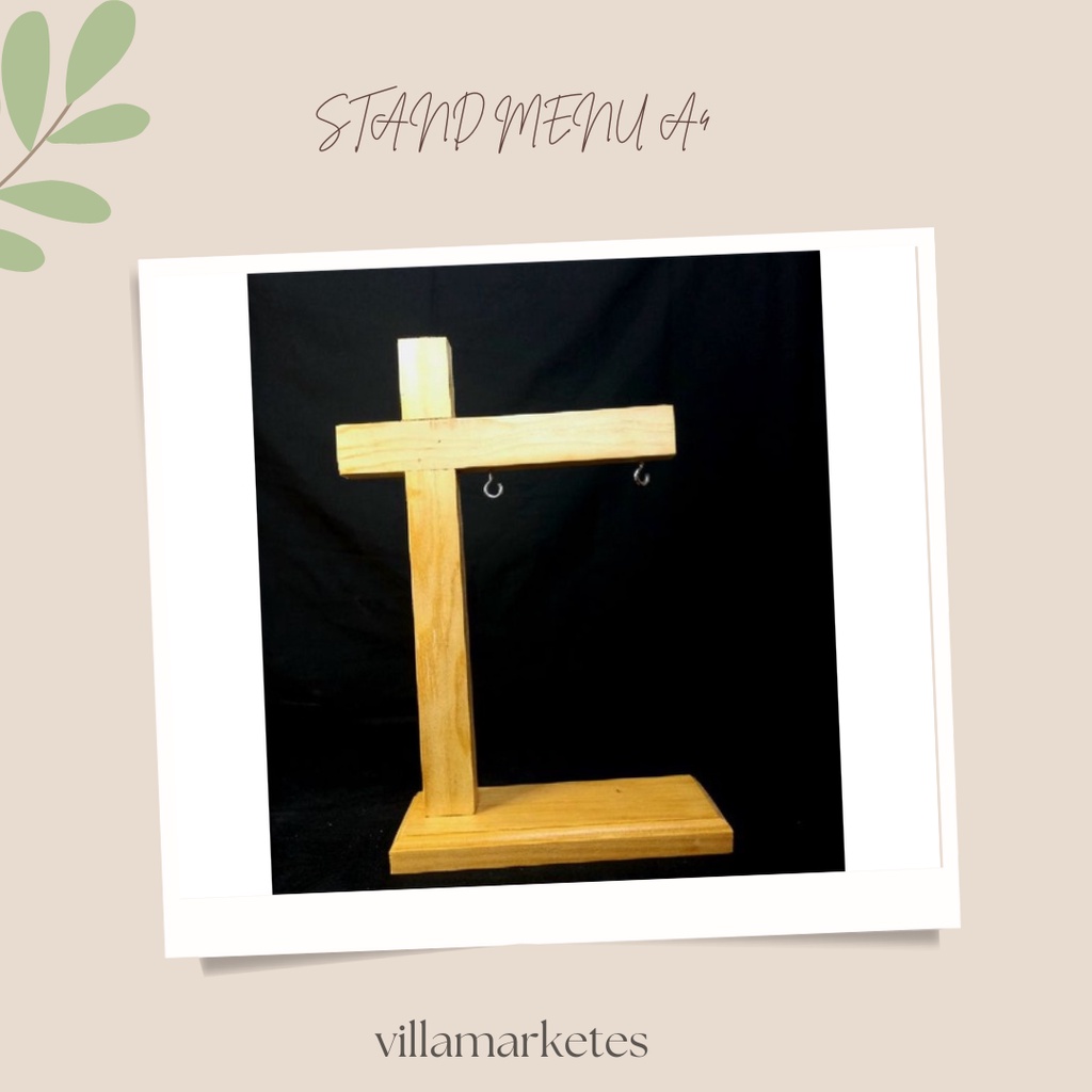 Stand menu A4/menu standing/wooden display stand/pajangan menu kayu A4