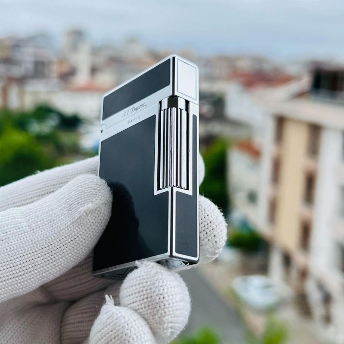 Korek Api S.T Dupont Black Silver Lighter Premium Quality