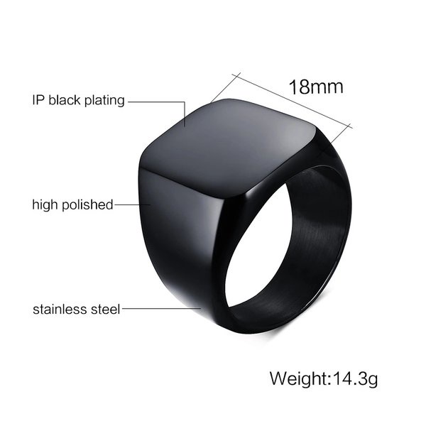 Batu Cincin  Titanium Square Kotak Hitam Fashion Pria Wanita Termurah PGS107