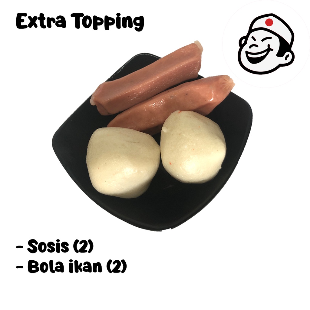 

Sabotenfood - Extra Topping 2 (Bola ikan, Bola Salmon, Dumpling Cheese, Dumpling Ayam, Flower Twister, Sosis, Chikuwa, Crab Stick, Cumi Flower, Odeng)