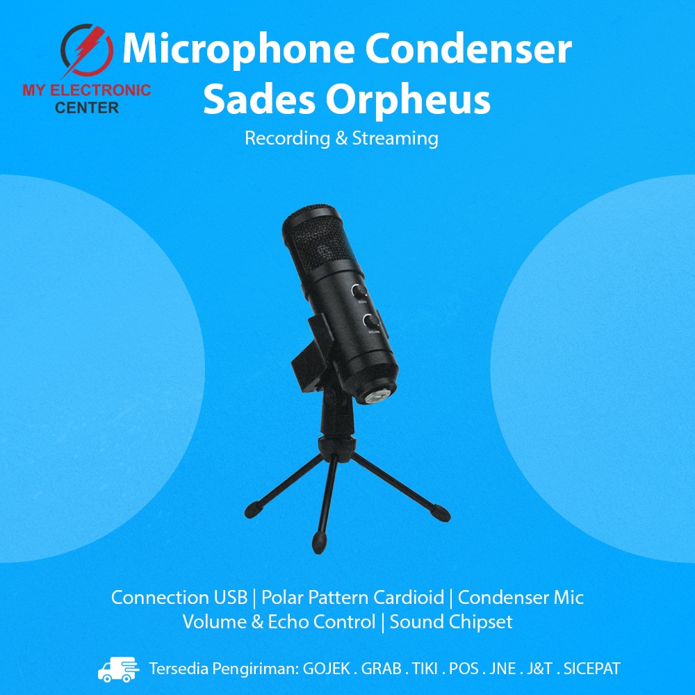 Microphone Condenser Sades Orpheus Mic Mikrofon USB Komputer PC Laptop