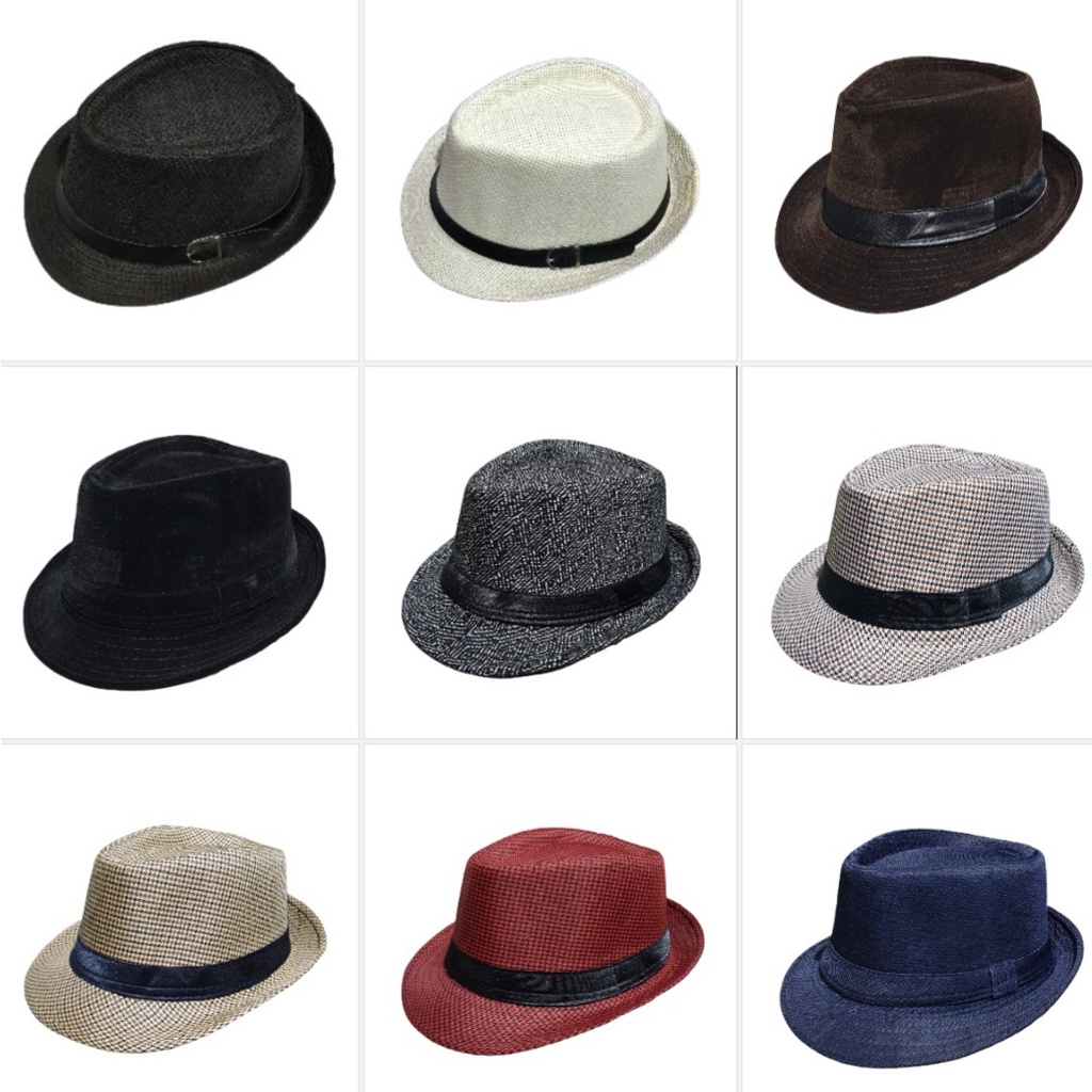 Topi fedora jerami polos dewasa kualitas import