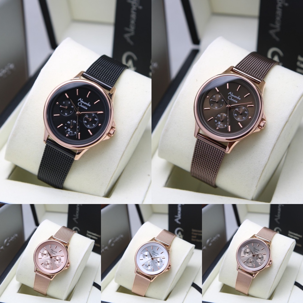 ORIGINAL Jam Tangan Wanita Alexandre Christie AC 2959 / AC2959 / 2959 / AC 2870 / AC2870 / 2870 / AC 2A38 / AC2A38 / 2A38 / AC 2A55 / AC2A55 / 2A55 Garansi Resmi 1 Tahun, Stainless Rantai Pasir