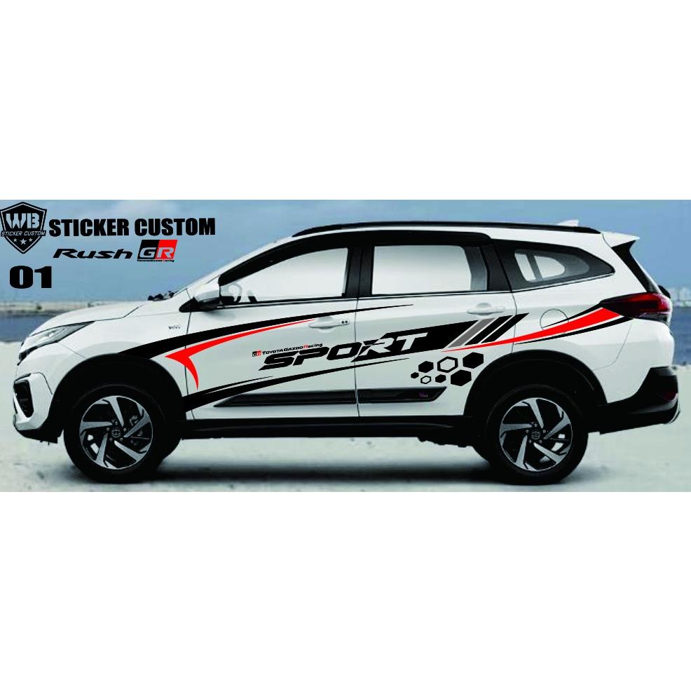 cutting sticker mobil sticker body samping mobil all new rush gr sport striping sticker variasi mobi