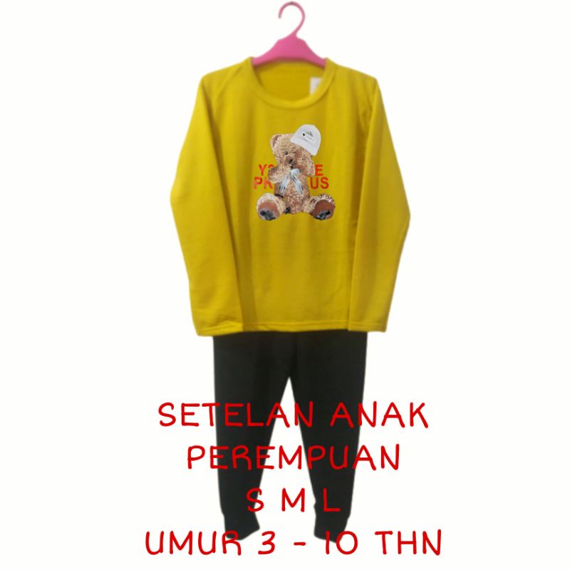 Setelan Anak Perempuan Kaos Lengan panjang dan Celana panjang Terbaru 2022 One Set Baju Tidur Santai Anak Cewek Kekinian Murah Korea Style Size S 3 4 5 Tahun M 5 6 7 Tahun L 8 9 10 Tahun Beruang Topi