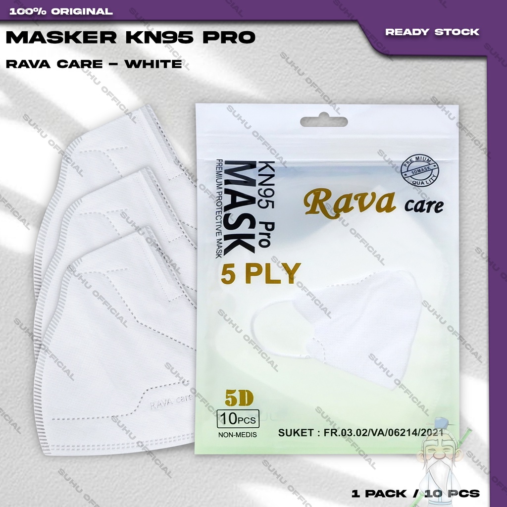 Masker KN95 PRO RAVA CARE 5PLY 10PCS Putih White Hybrid KN 95 5 Ply
