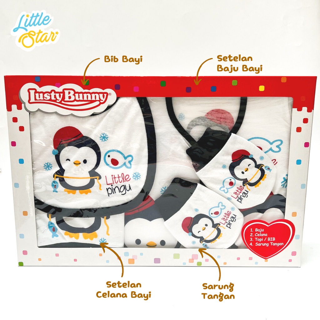 BS8001 Lusty Bunny 4in1 Newborn Baby Gift Set Paket Pakaian Bayi Lahir