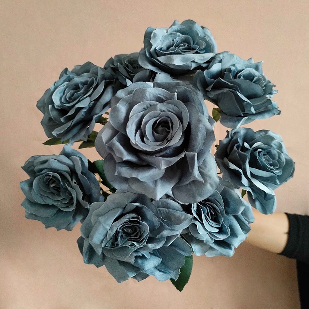 Artificial Flower Jumbo Diamond Rose 9 Head Bunga Mawar Cabang Hias Plastik Dekorasi Pesta