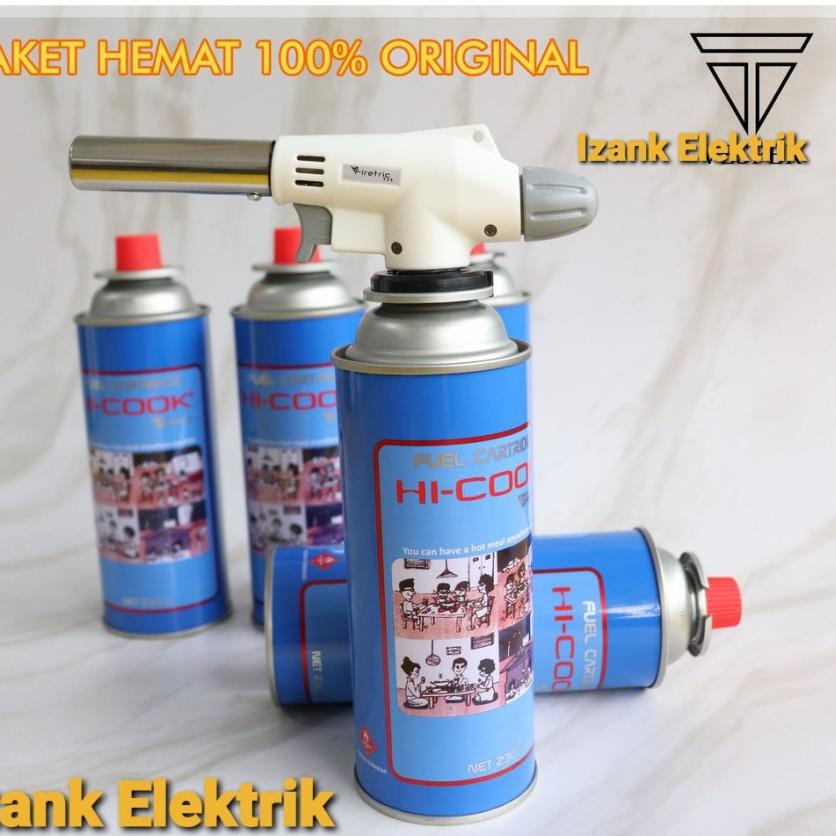 ✱ Gas Torch + Gas Hi Cook 230 gr Pematik Gas Kompor Api Blow Torch Flame Gas Torch + Gas Hi Cook 230