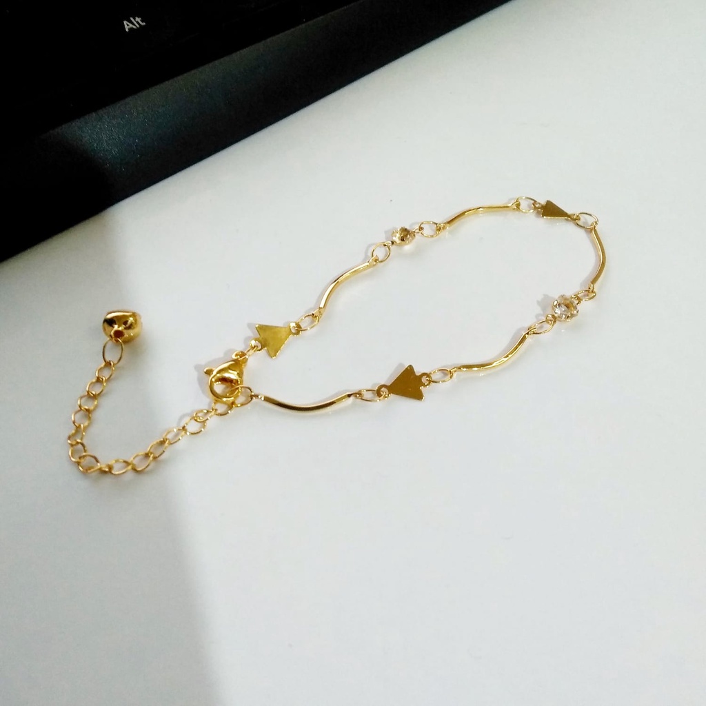 AV230 Grosir Gelang Tangan Dewasa Gelang Simpel Lapis Emas