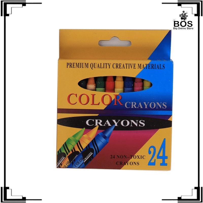 BOS CRAYONS SET 24 COLOR / ART SET / PENSIL KRAYON ANAK SEKOLAH 24 WARNA