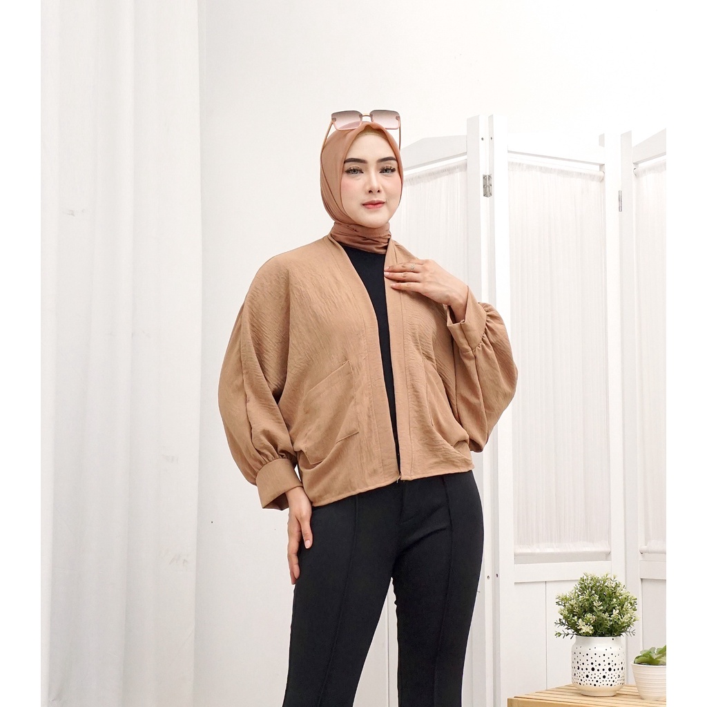 Basic id fashion Cardigan jumbo model batwing / Outerwear crinkle airflwo / Cardigan wanita jumbo