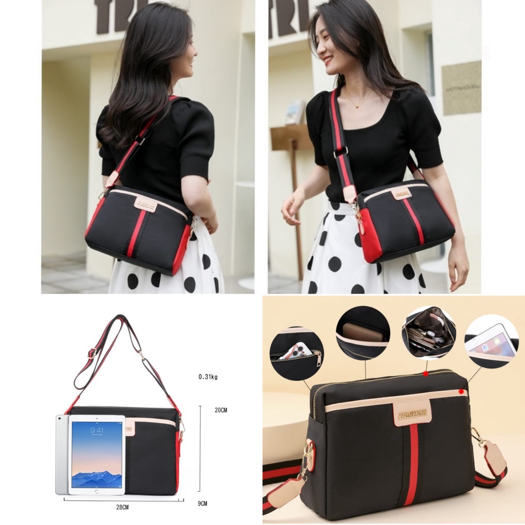 TAS SELEMPANG WANITA IMPORT ANTI AIR HITAM MOVEMA TA747B5 PREMIUM SLING BAG KOREA REMAJA KEKINIAN SHOULDER BAHU CEWEK BRANDED MURAH BATAM FASHION CASUAL