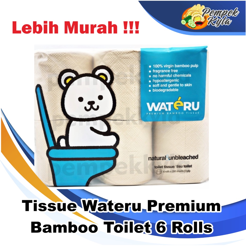 Tissue Wateru Premium Bamboo Toilet 6 Rolls