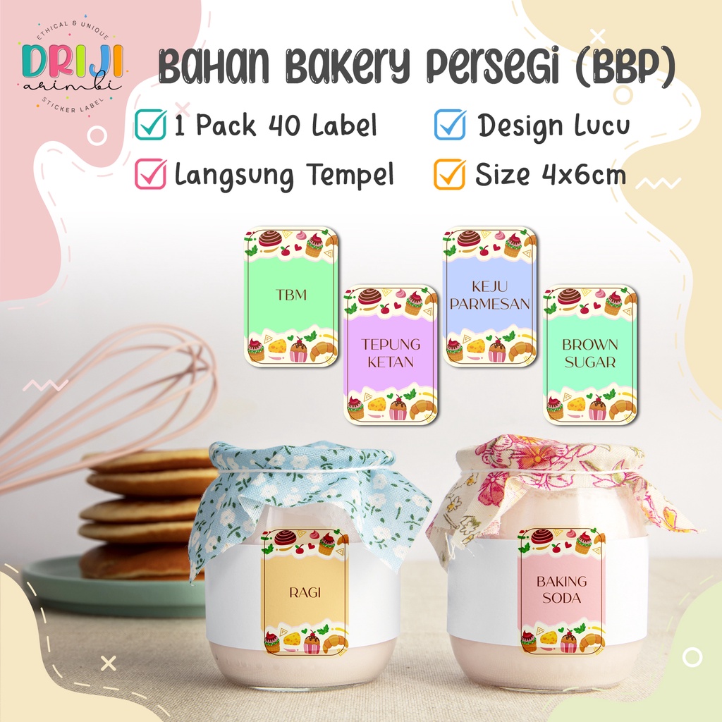 

Label Bahan Bakery Waterproof [Persegi]